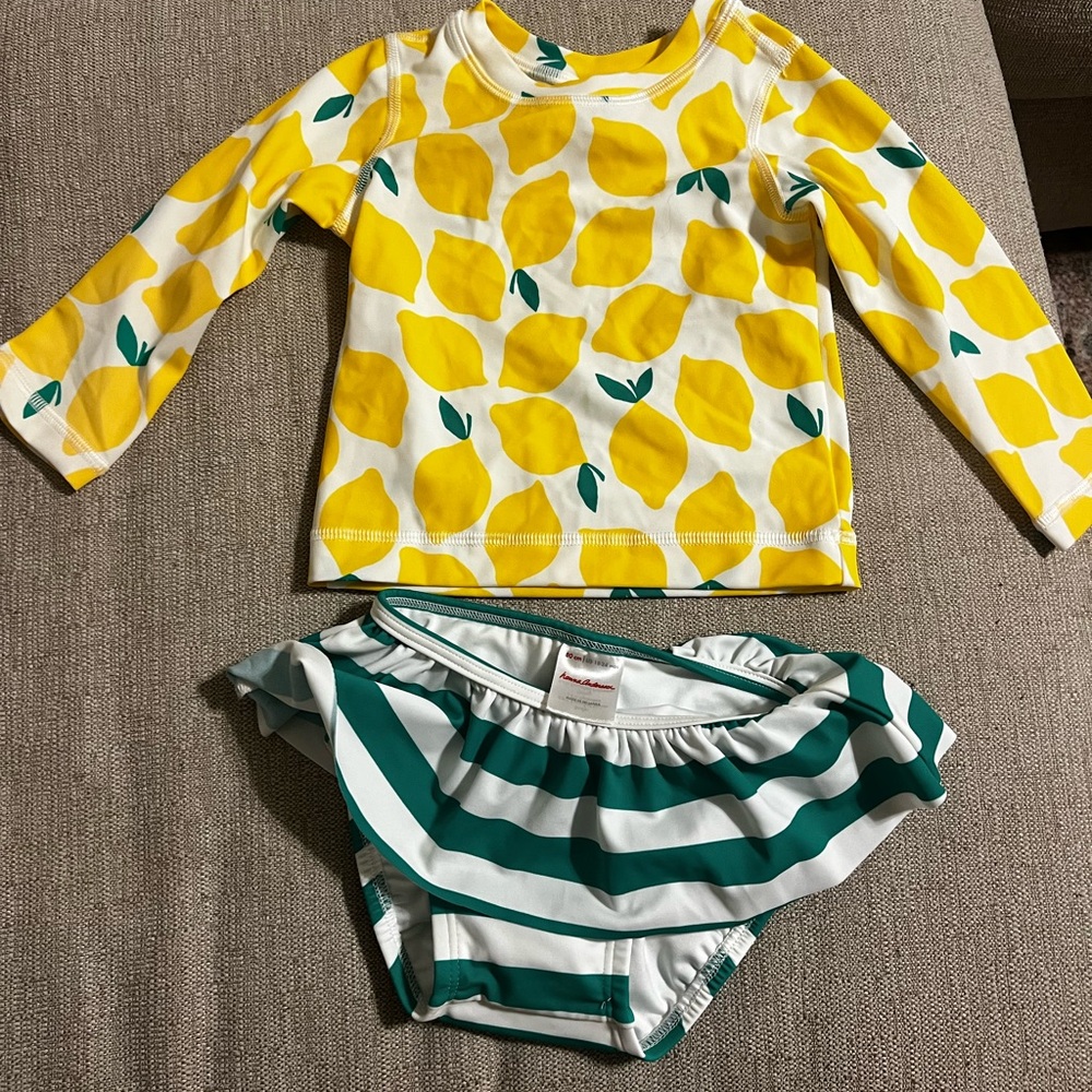 Hanna Andersson Yellow and Green Rashguard Swim Set